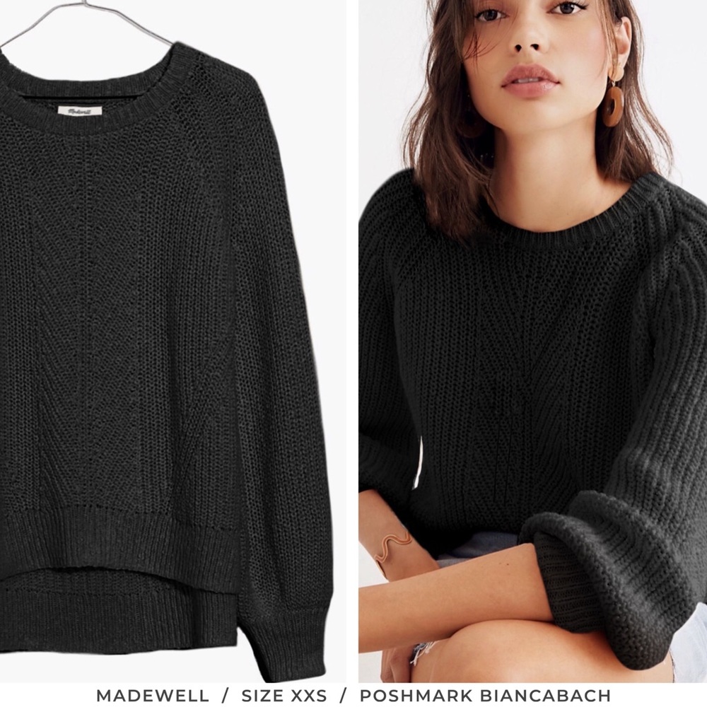 NWT • Madewell Cable Knit Puff Sleeve Sweater